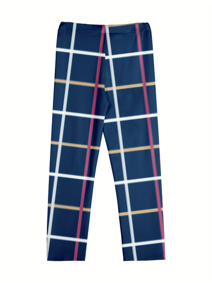 Pantalon habillé pour homme à carreaux numériques contrastés rouge et bleu rétro avec poche, adapté aux tenues de ville.