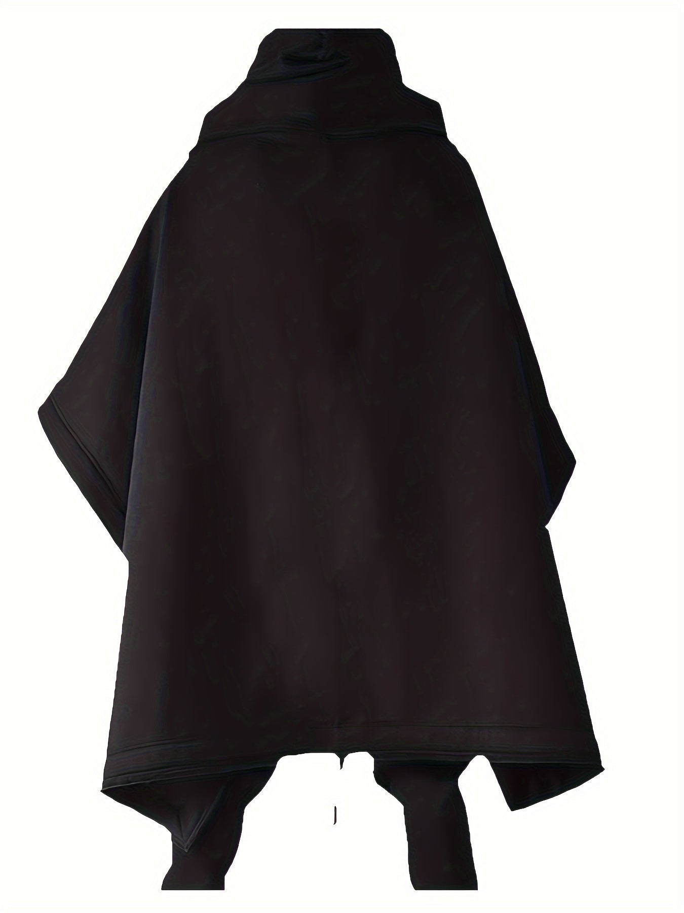 Mid-length autumn coat with unique cape and batwing sleeves, hooded