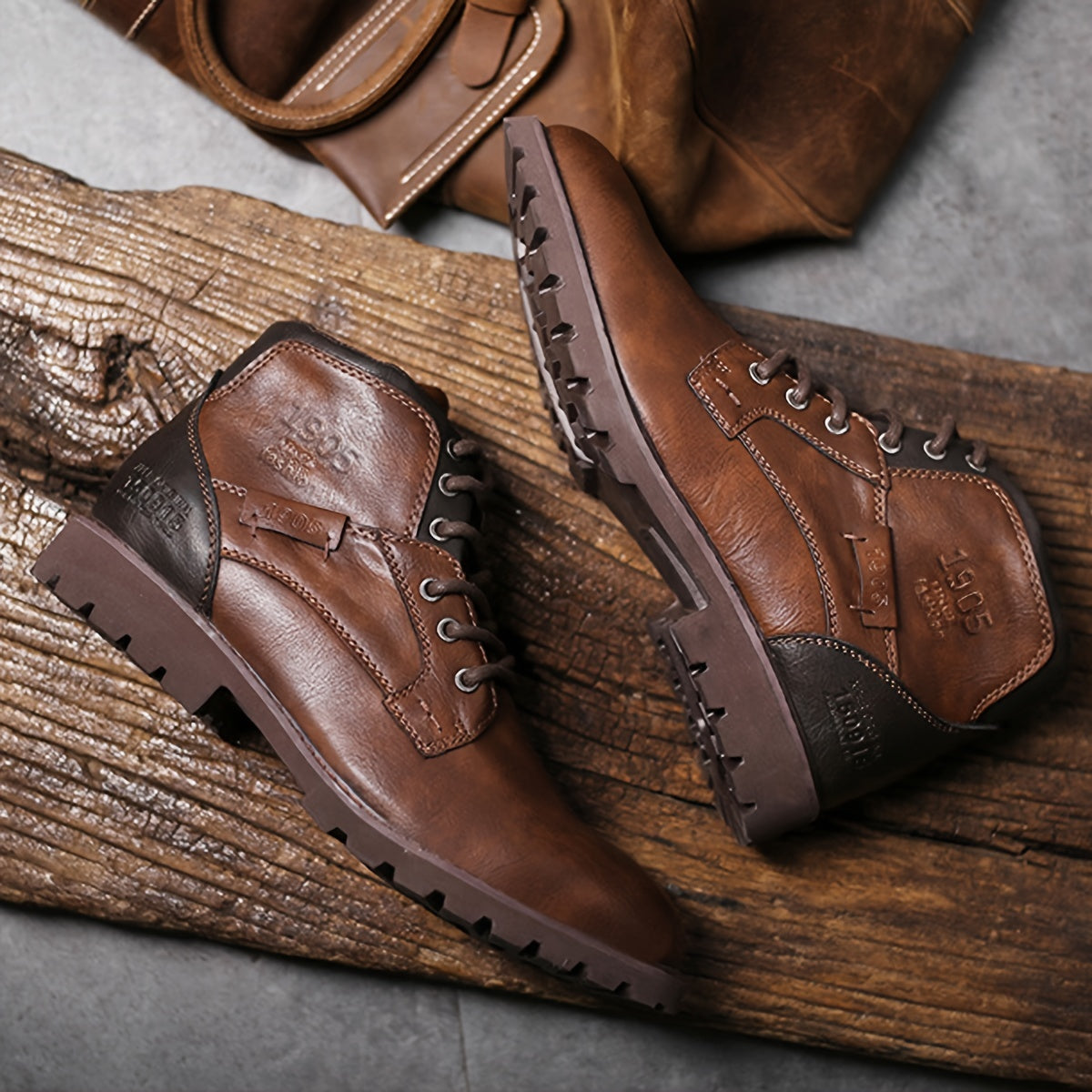 Bottines À Lacets Pour Hommes Avec Fermeture À Glissière Latérale, Chaussures De Marche Décontractées De Style Rétro Vintage