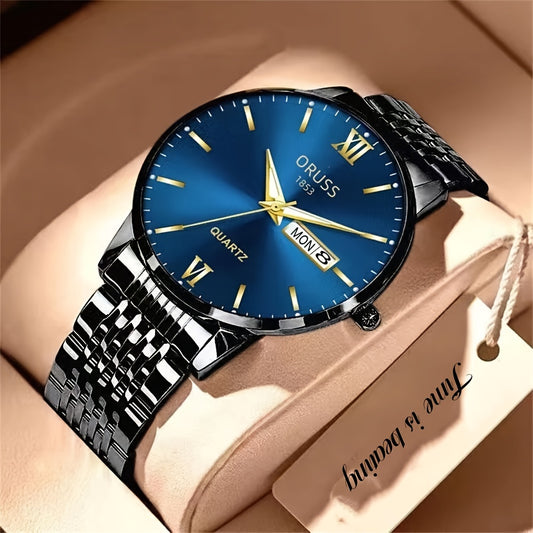 2022 Trendy High Quality Stylish Fashion Waterproof Luminous In The Dark Calendar Men's Watch Steel. Ideal Choice For Gifts 