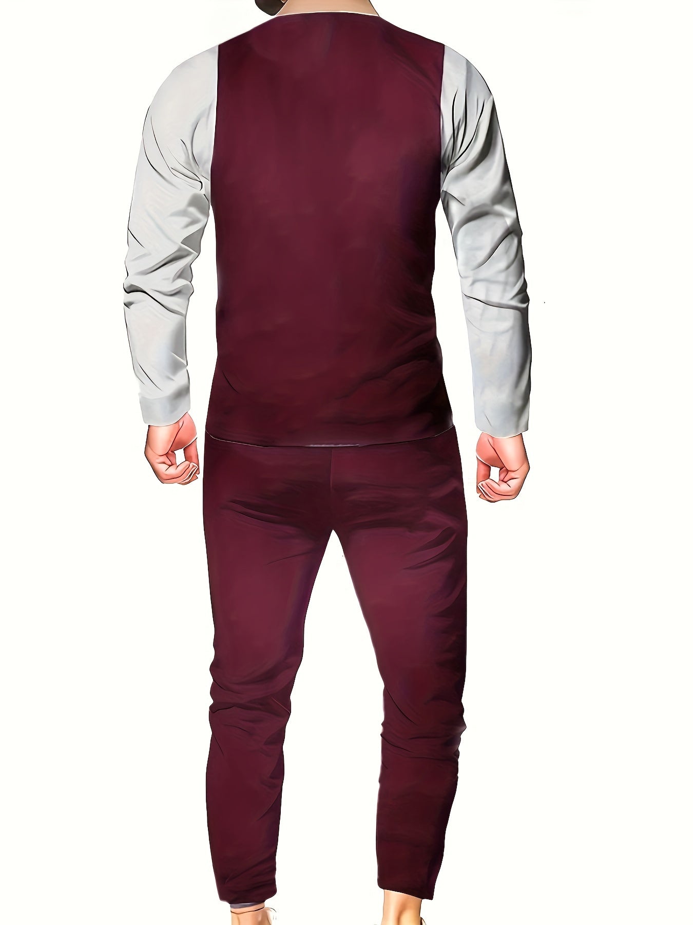 Tenue décontractée 2 pièces pour homme, ensemble t-shirt à manches longues et short à cordon, t-shirt à col rond imprimé créatif, pantalon uni respirant