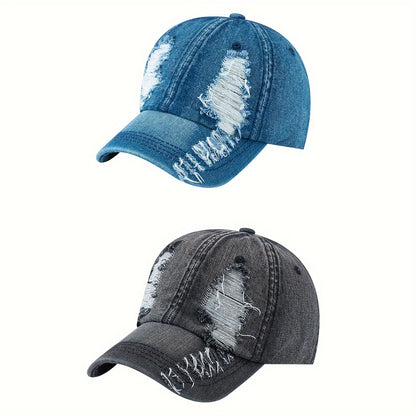 Casquette de baseball en denim lavé avec motif tendance pour assortir les vêtements de sport, les jeans et les tenues quotidiennes pour faire du shopping, aller à l'école et au travail