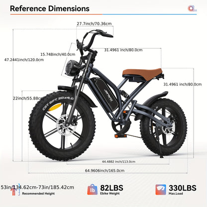 Electric Bike JANSNO 20" X 4.0 for Adults - 500W Brushless Motor, 48V 14Ah Removable Long-Lasting Battery, Wide Mountain Bike Tires