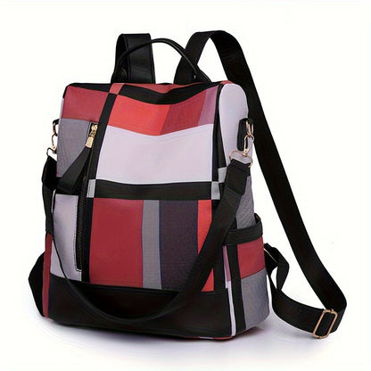 Fashion Color Block Backpack, Anti-theft Travel Backpack, Fashion Dual-use Shoulder Bag, Travel Work Bag for Commuting and School 