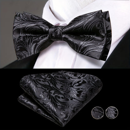 Ensemble de ceinture de smoking et nœud papillon pour hommes, mouchoir de poche à motif cachemire et boutons de manchette, bijoux pour soirée de mariage et banquet