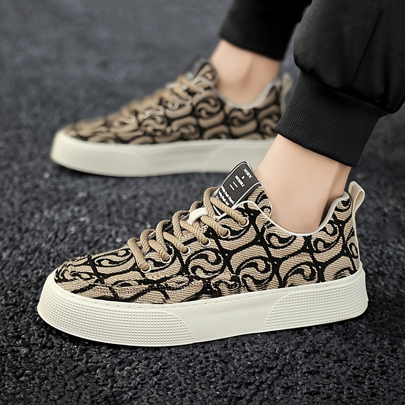 Men's Slip-on Casual Shoes, Non-slip Breathable Ethnic Geometric Tile Pattern Fashion Shoes for Outdoor Walking Fishing Travel All Seasons. 