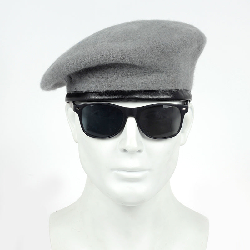 Béret Homme Élégant En Laine Noire Tissée